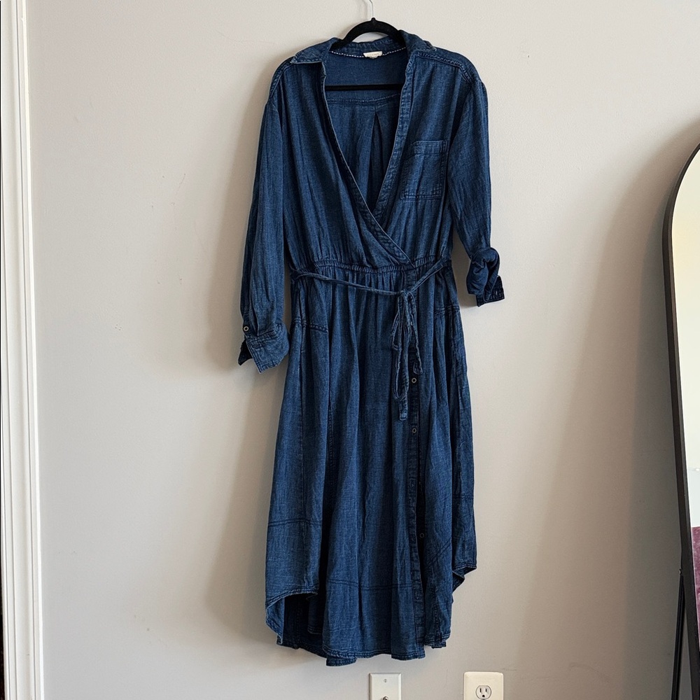 Pilcro Denim Wrap Dress - Indigo Blue